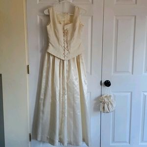 Vintage Ivory Formal Bodice Skirt Bag Dress small